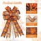 Large Fall Bows for Wreath 20x11 Inch, 2 Pack Pre-Tied Thanksgiving Wired Ribbon, Decorative Autumn Tree Topper Bow for Front Door Indoor Outdoor Harvest Decorations (Flaxen, Maple)